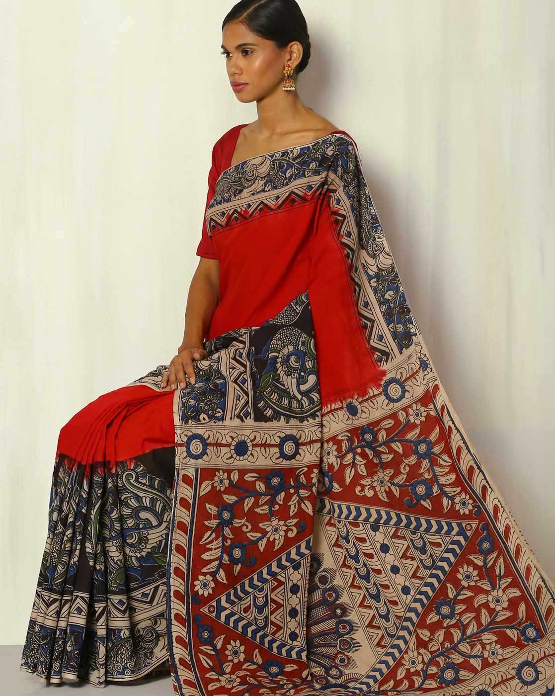 Kalamkari Saree By Ayush Kejriwal | Indian inspired fashion, Fashion  illustration dresses, New saree blouse designs