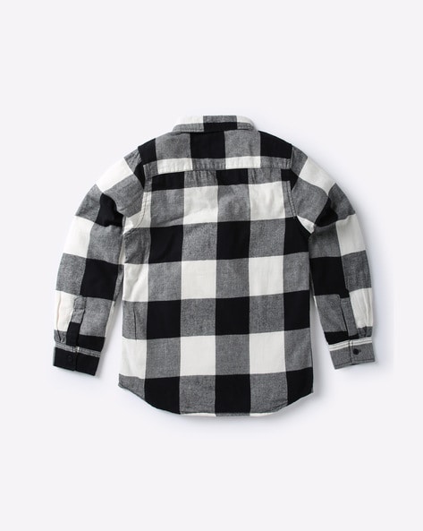 Baby boy black and white hot sale checkered shirt