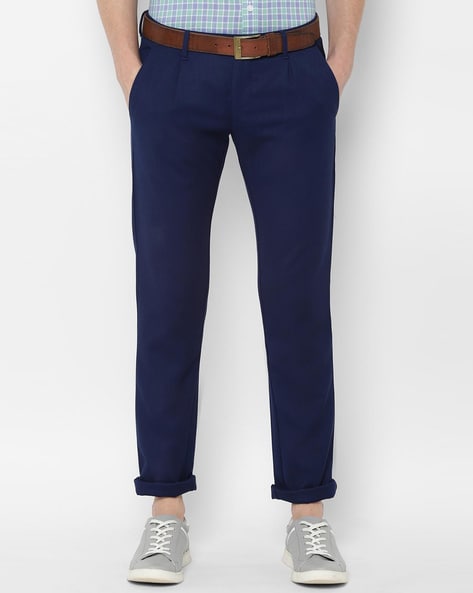 Buy Van Heusen Men Solid Mid Rise Pleated Formal Trousers - Trousers for  Men 21334630 | Myntra