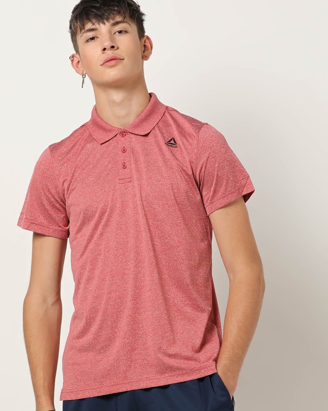 reebok polo shirts mens pink