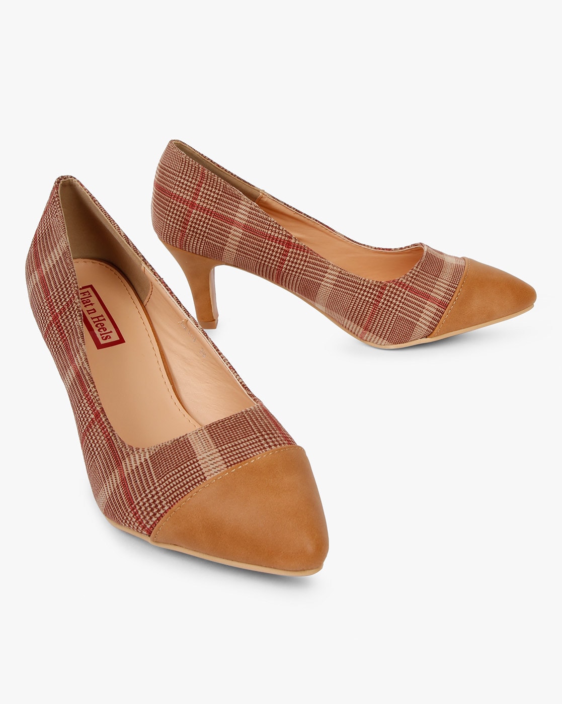 Buy Tan Brown \u0026 Red Heeled Sandals for 