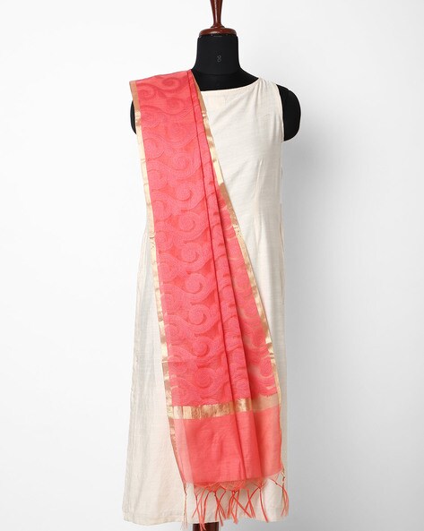 Jacquard Dupatta with Tassels Price in India