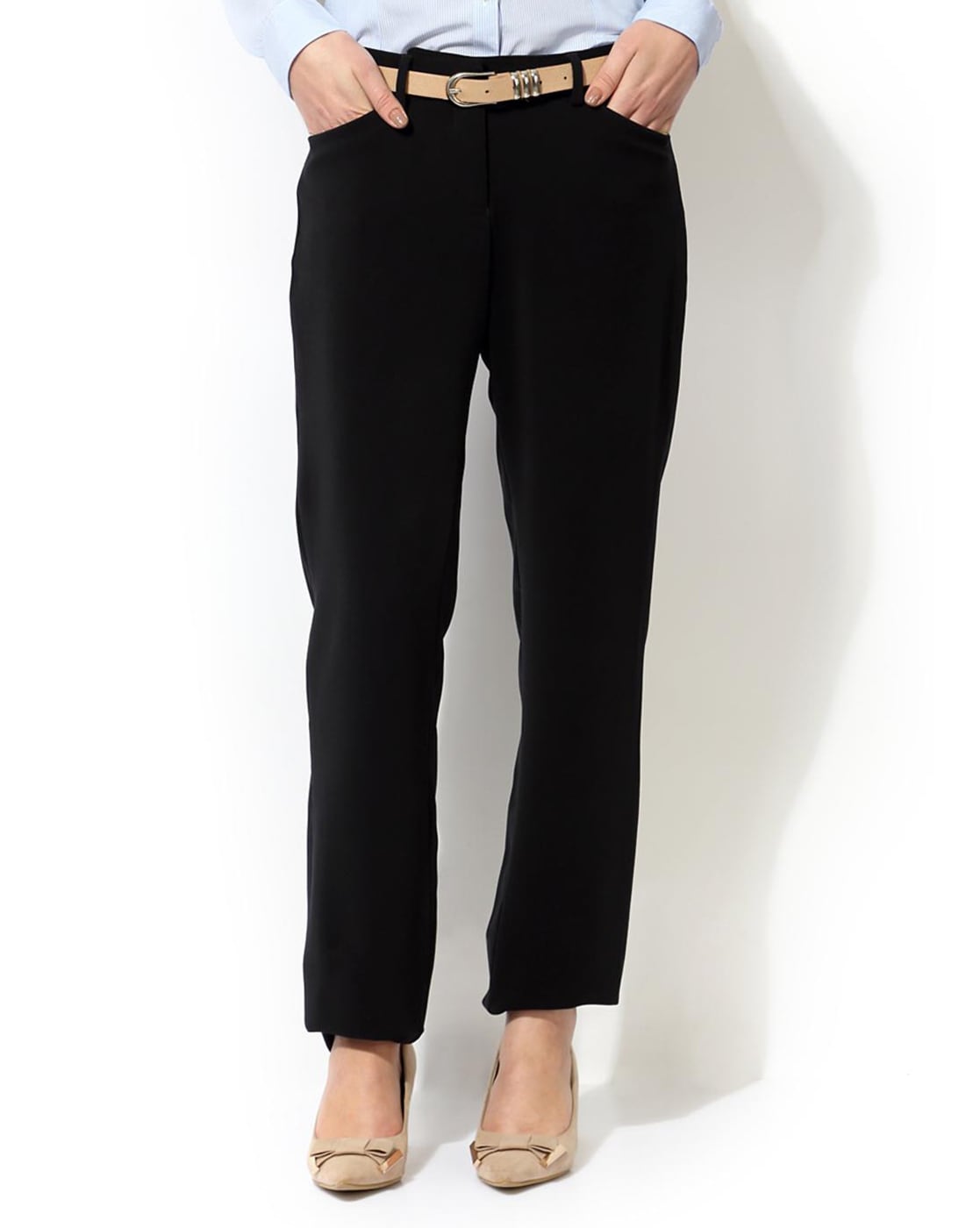 Allen Solly Woman Trousers & Leggings, Allen Solly Cream Trousers for Women  at Allensolly.com