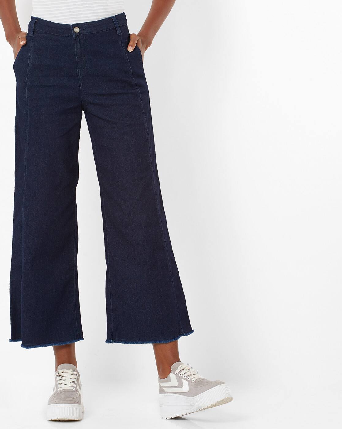 wide leg jeans dark blue