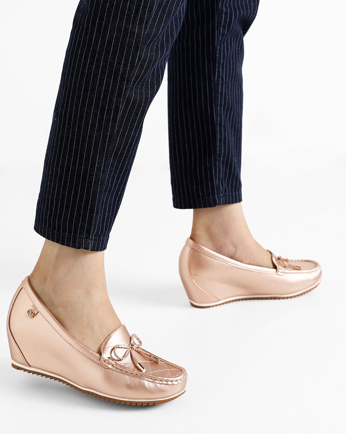 gold heeled loafers