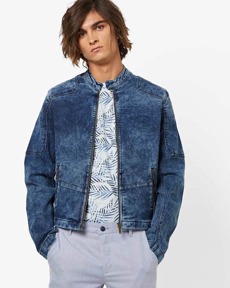 Pepe Rooster Slim Denim Jacket S62 Stretch Mid Wash | ASOS