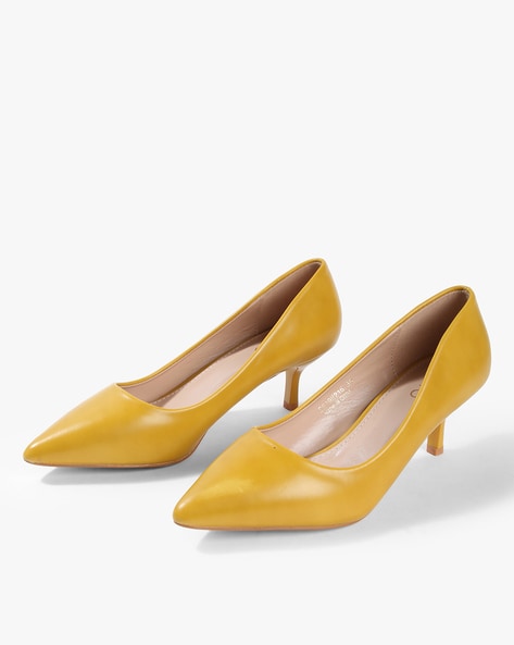 mustard kitten heel shoes