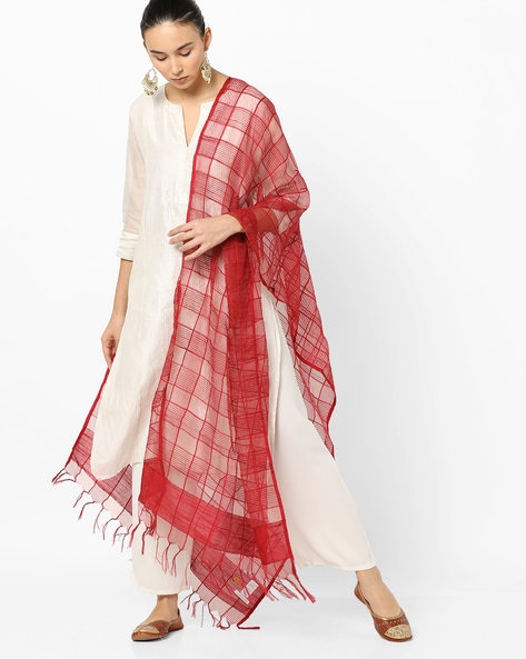 Checked Dupatta with Fringes Price in India