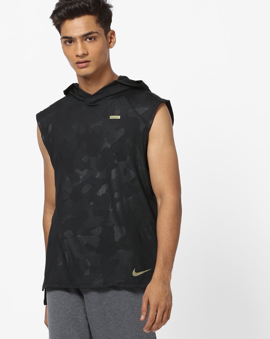 nike sleeveless hoodie black