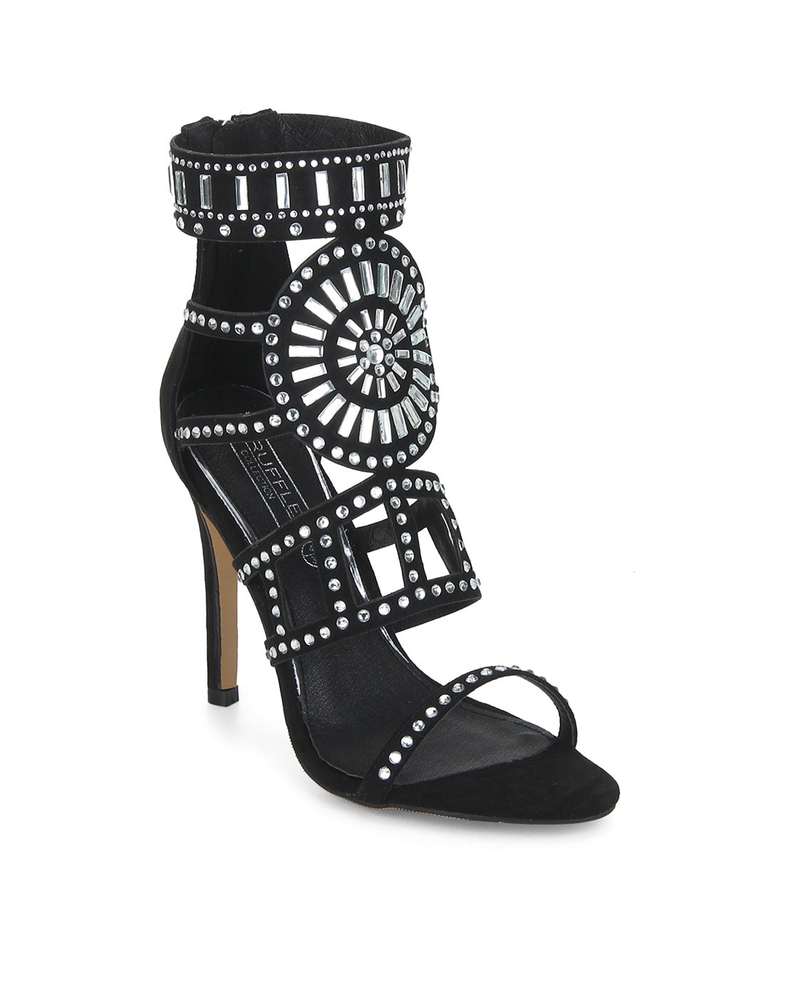 Buy online Black Lace-up Block Sandals from heels for Women by Truffle  Collection for ₹3510 at 55% off | 2024 Limeroad.com
