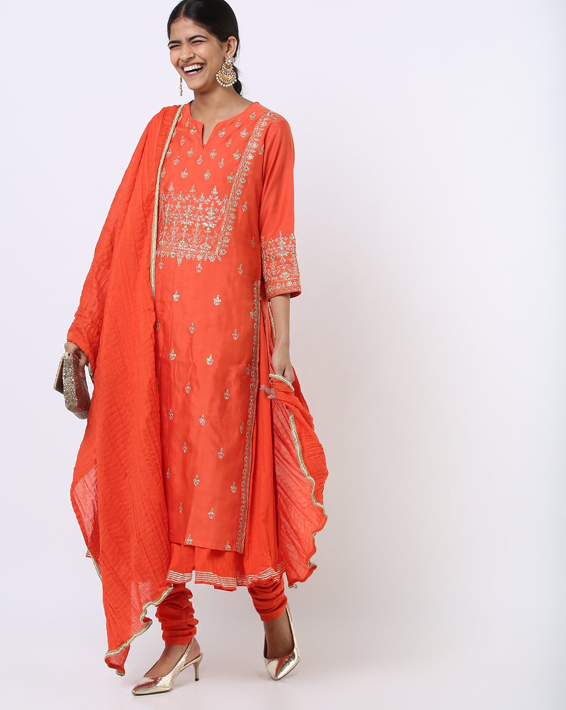 Biba orange outlet kurta