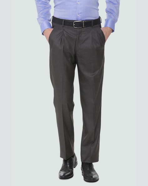 Louis Philippe Regular Fit Pleated Trousers