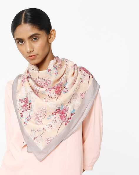 Floral Print Scarf with Contrast Border Price in India