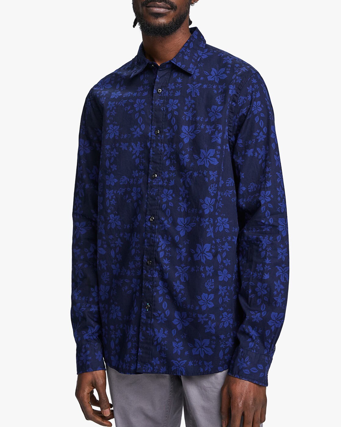 men's flower print dress shirt