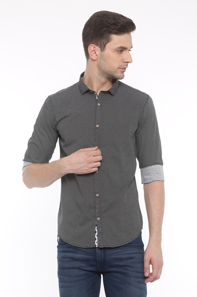 Buy Black WITH Micro Print Slim Fit Shirt | AJIO