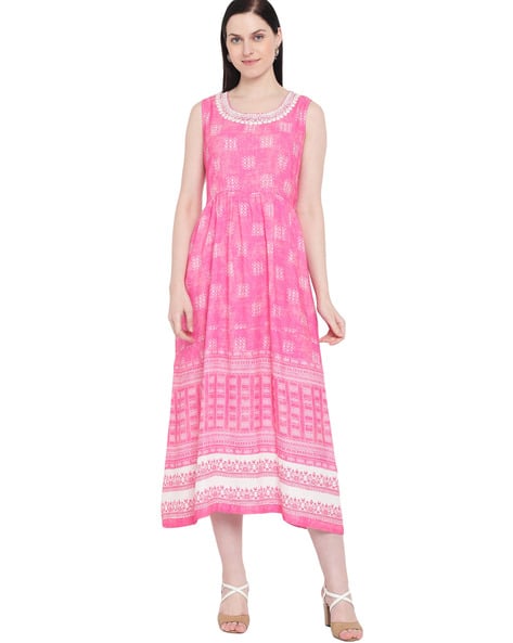 rangriti pink viscose midi dress