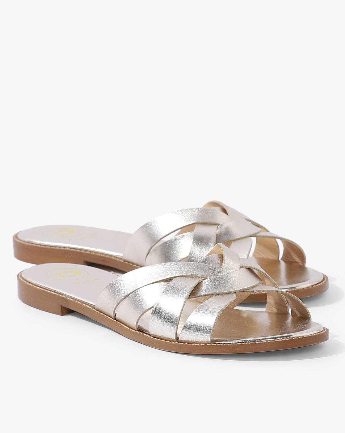 flat silver strappy sandals