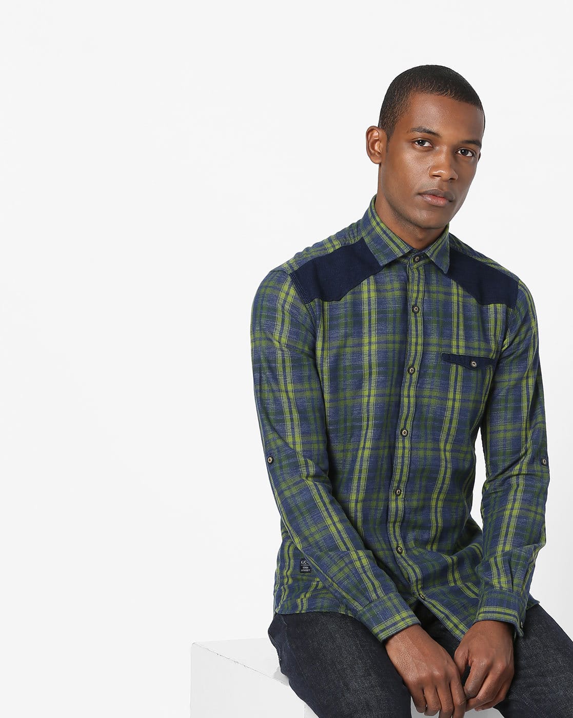 men's shirt with shoulder patches