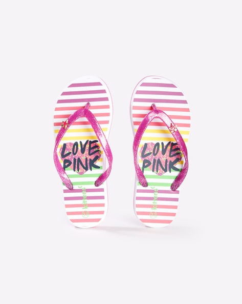 Kittens Striped Flip-Flops with Glittery Straps