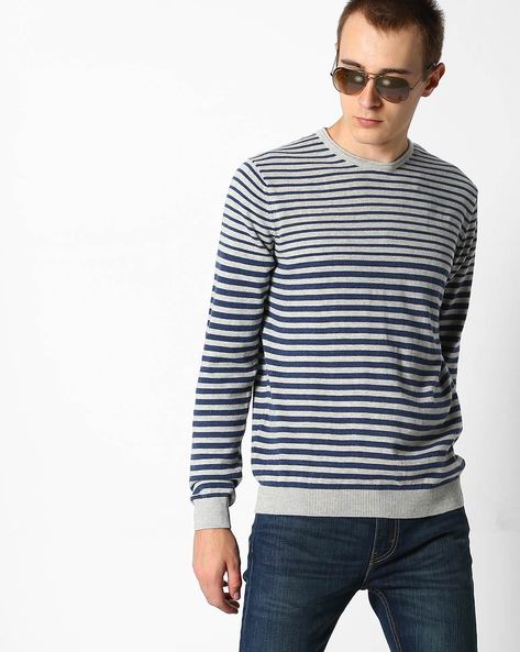 striped crew neck jumper