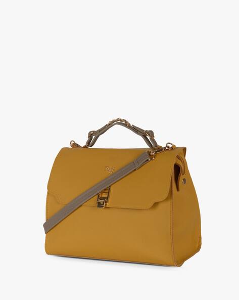 baggit mustard yellow solid sling bag