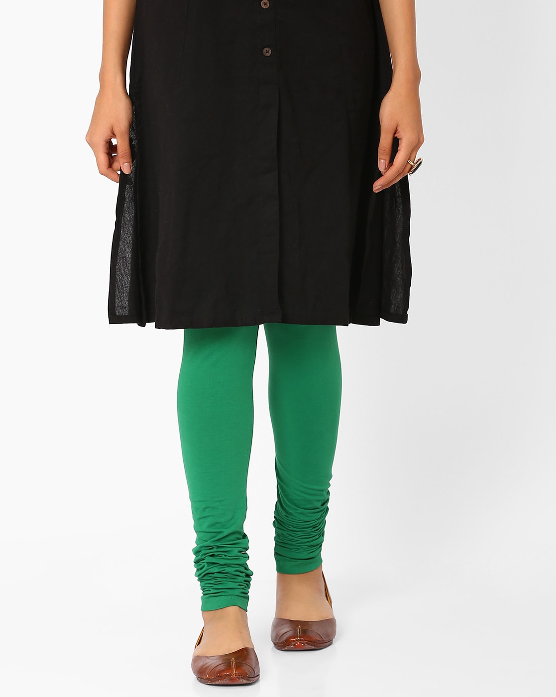 Green leggings with figures RUMENA | Women's trousers long | bg-look.com-mncb.edu.vn