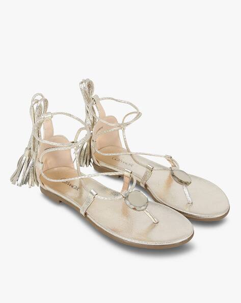 Buy Gold Flat Sandals for Women by CATWALK Online | Ajio.com