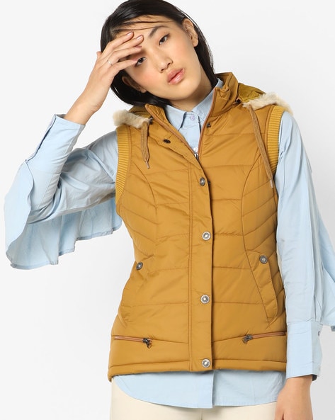 sleeveless hooded jacket women's