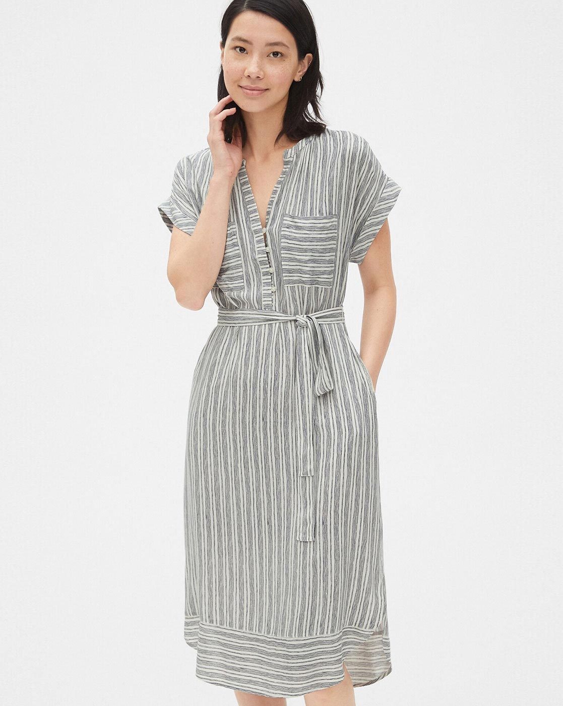 gap striped shirt dress