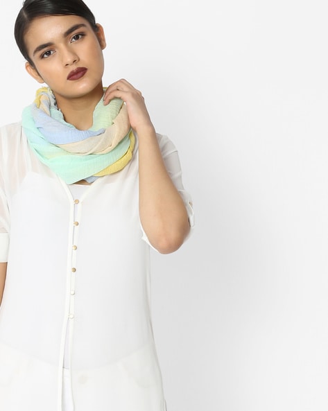 Colourblock Scarf with Frayed Edges Price in India