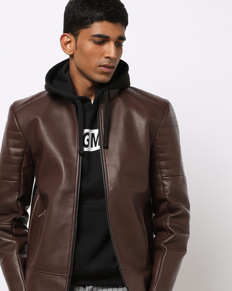 julius asymmetrical high neck leather jacket | Leather jacket, Futuristic  fashion, Leather jacket style