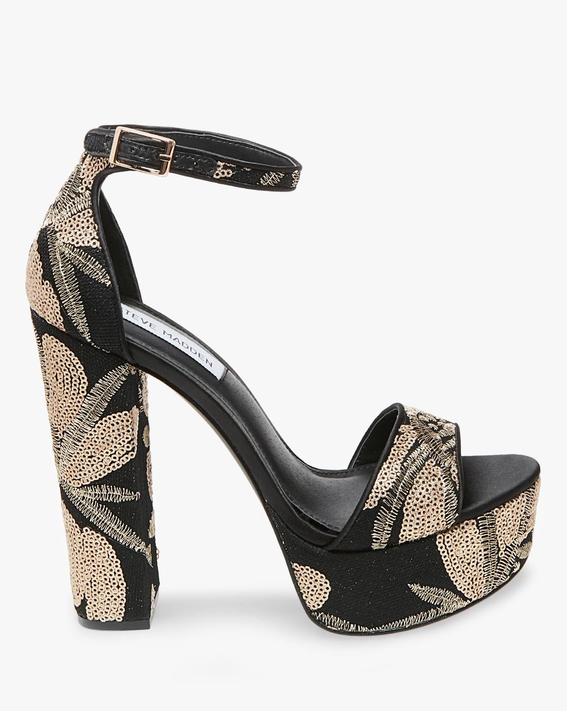 Buy Black \u0026 Gold Heeled Sandals for 
