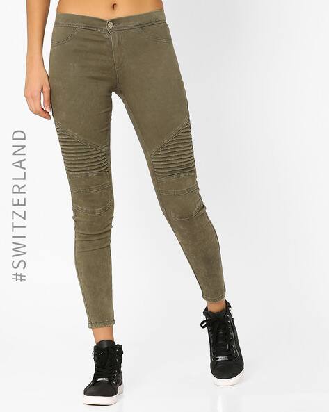 green moto jeans womens