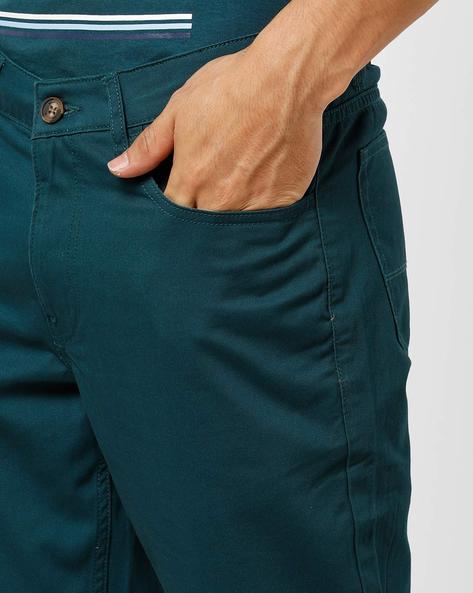 Buy AND Women Teal Blue Slim Fit Solid Bootcut Trousers - Trousers for  Women 9391875 | Myntra