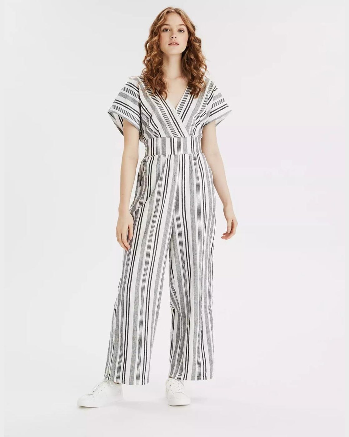 american eagle striped jumpsuit