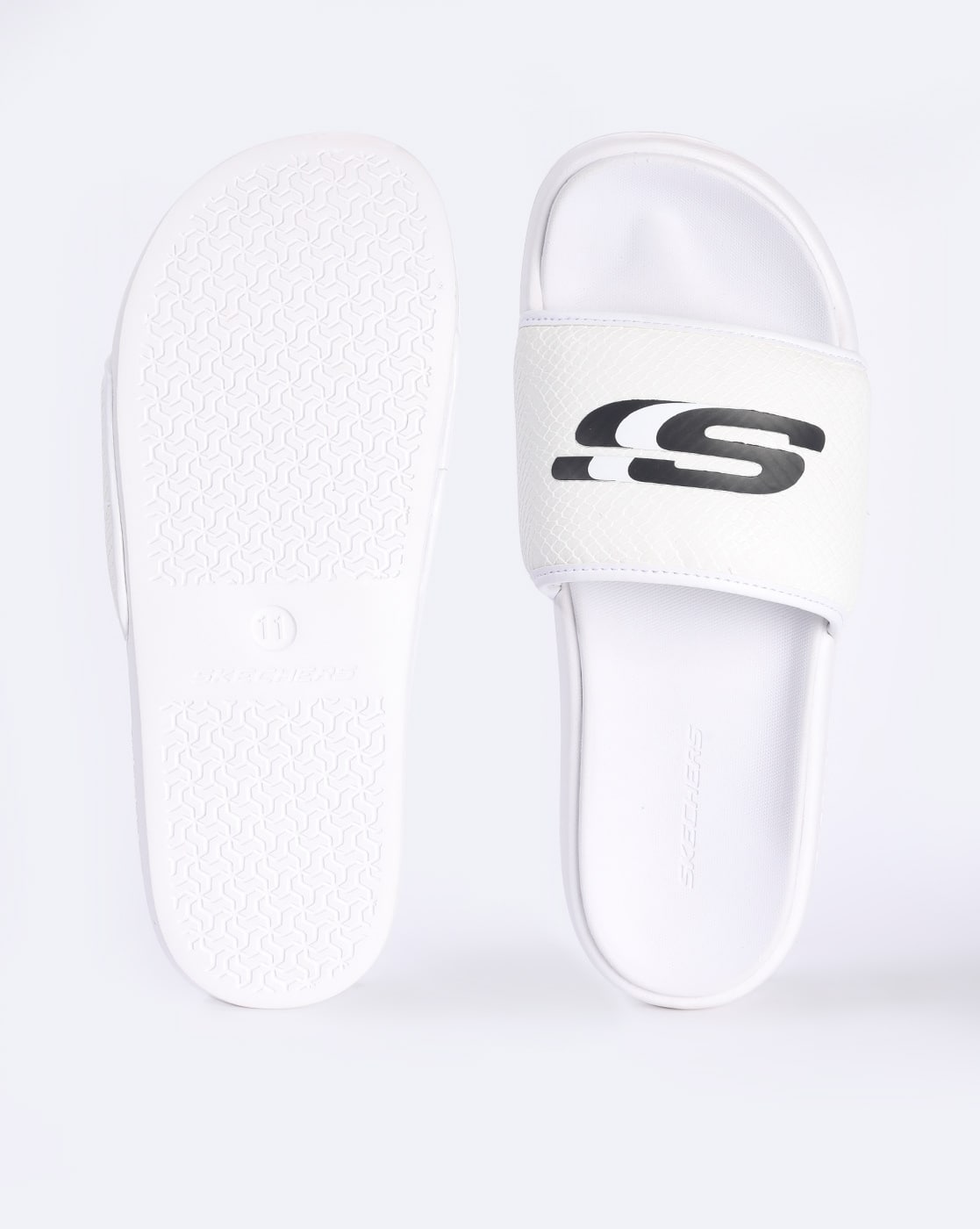 skechers white slides