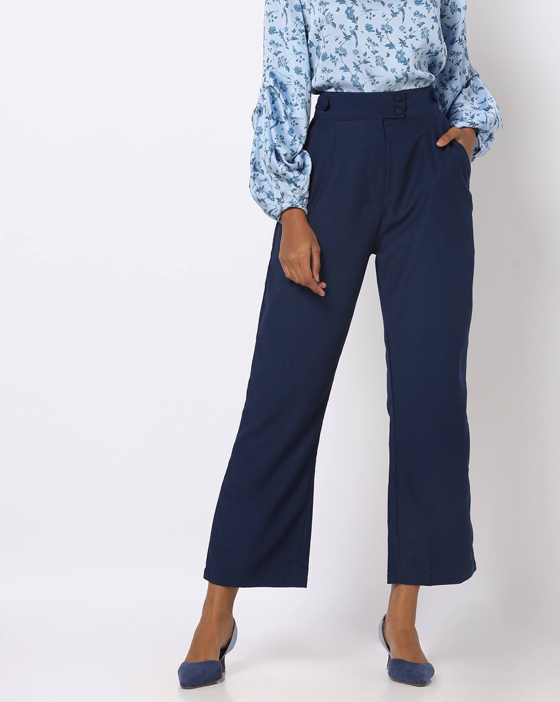 Navy blue trousers womens Clearance