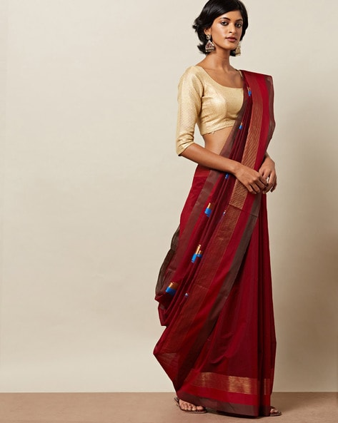 Sangria Wine Banarasi Uppada Silk Saree – Zilikaa