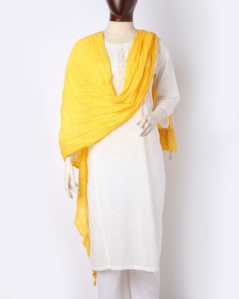 Crushed Dupatta with Tassels Price in India