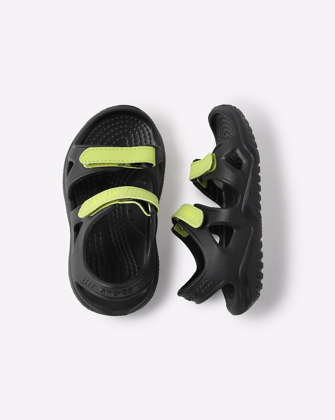 Crocs Swiftwater River Sandals pre deti, 30-31 EU, C13, Sandále, Šlapky,  Papuče, Black/Volt Green, Čierna, 204988-09W | MALL.SK