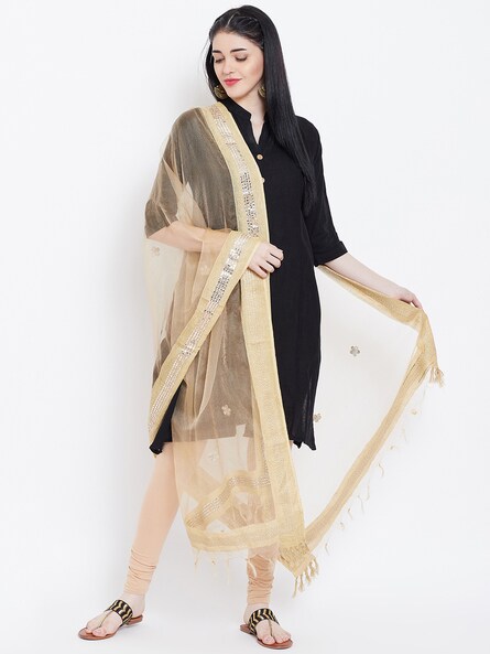Embellished Sheer Dupatta with Tassels Price in India