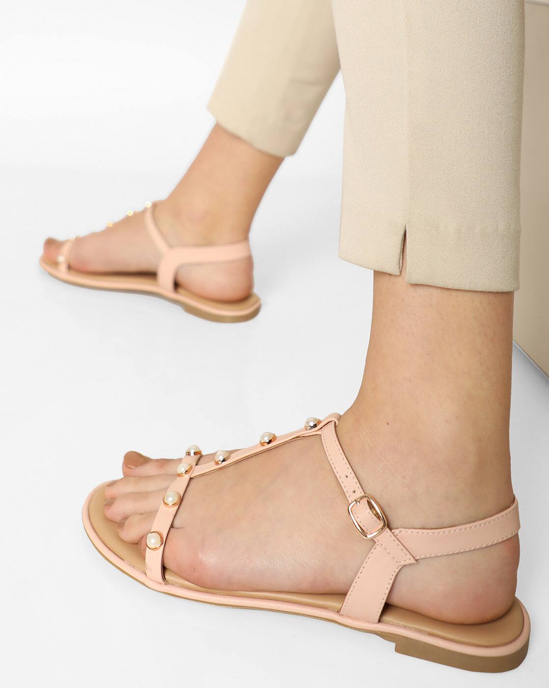 baby pink flat sandals