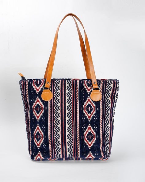 Dhurrie Printed Tote Bag with Double Grab Handles