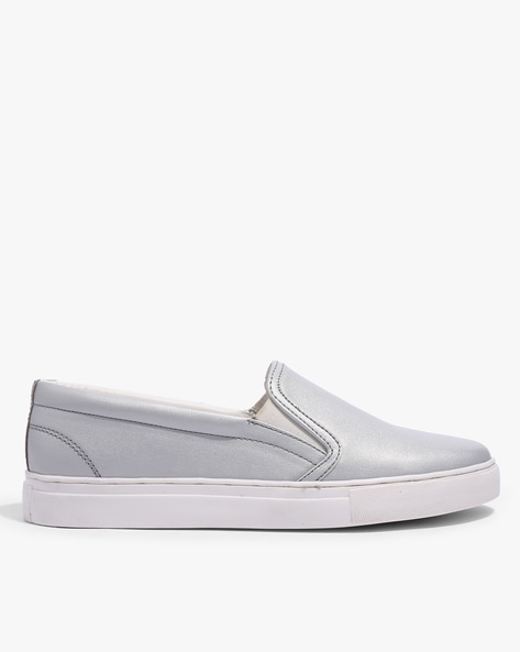 silver slip on sneakers