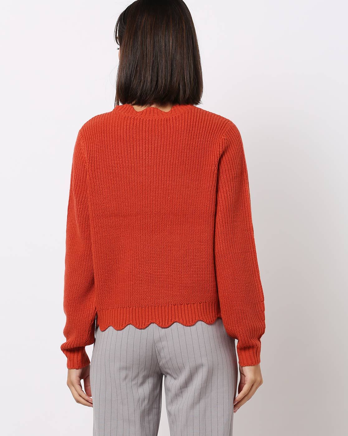 scalloped hem sweater