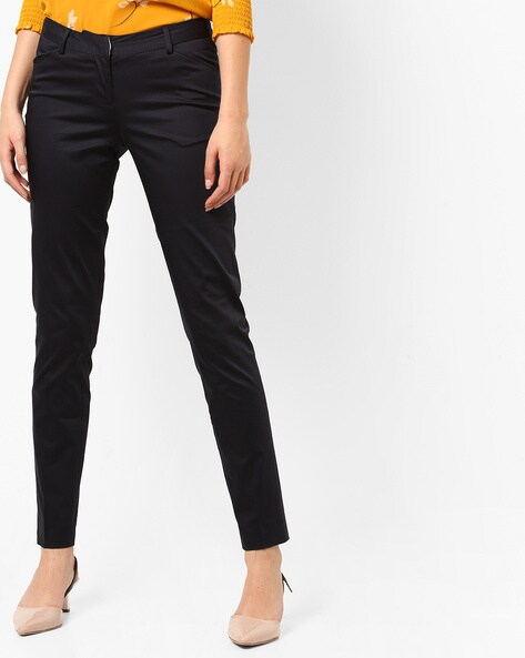 Buy WILLS LIFESTYLE Black Womens 4 Pocket Solid Pants | Shoppers Stop