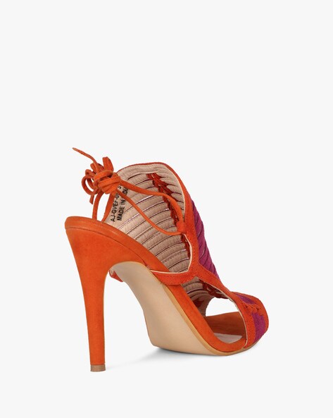 Buy Orange & Magenta Heeled Sandals for Women by AJIO Online | Ajio.com