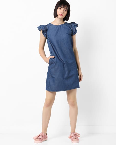 womens denim shift dress