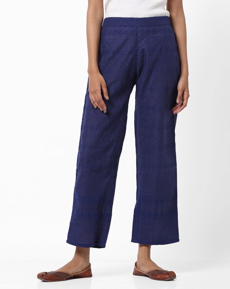 Self-Embroidered Mid-Rise Pants Price in India