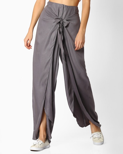 Wrap Pants with Front Tie-Up